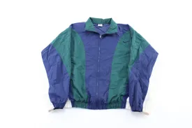 90's Nike Embroidered Logo Blue, Green, & White Zip Up Jacket