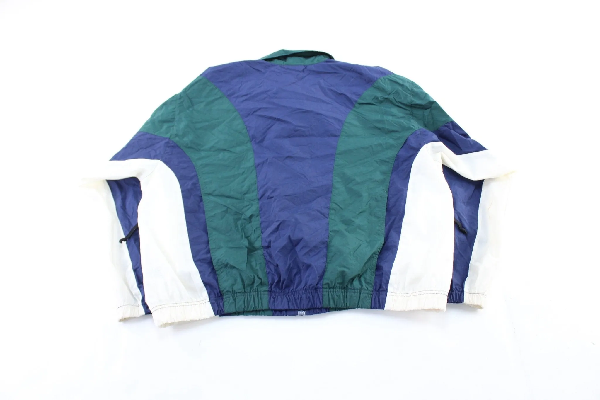 90's Nike Embroidered Logo Blue, Green, & White Zip Up Jacket