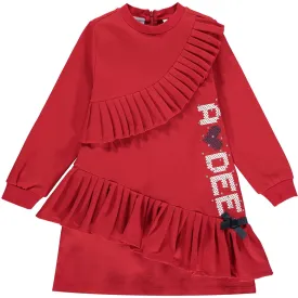 A DEE - Frill Logo Sweat Dress - Red