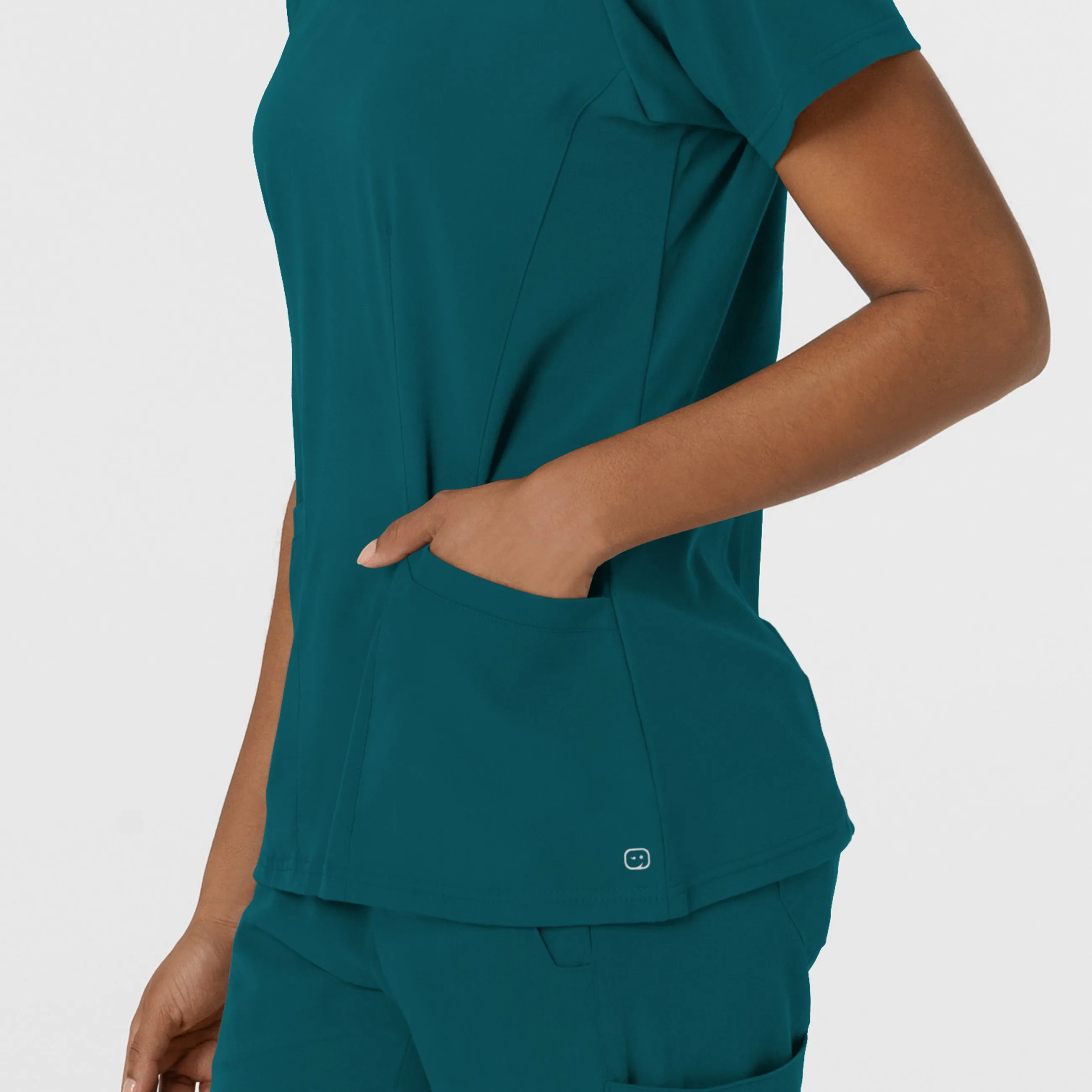 Aero Remix Women's Flex-N-Reach V-Neck Scrub Top - Caribbean