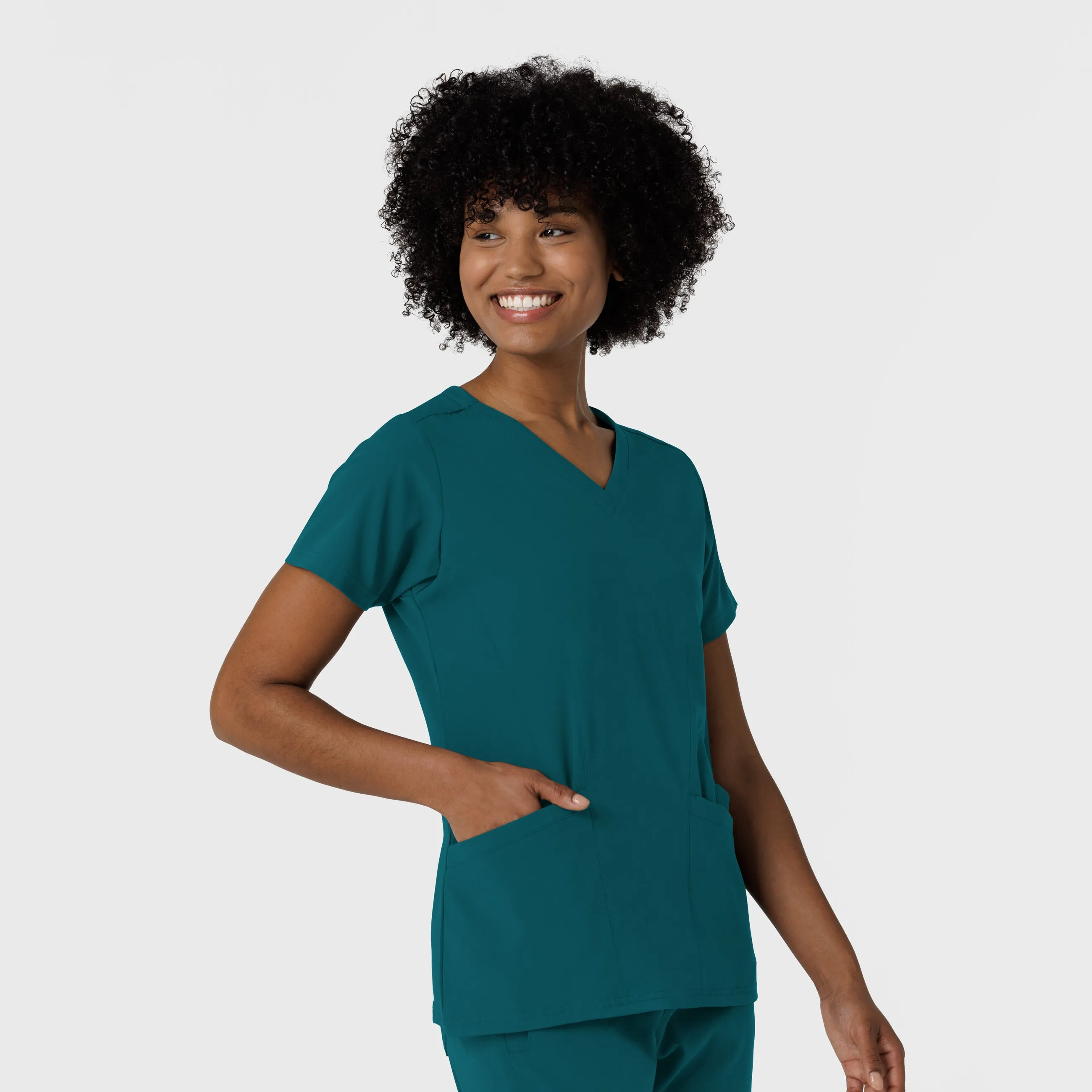 Aero Remix Women's Flex-N-Reach V-Neck Scrub Top - Caribbean