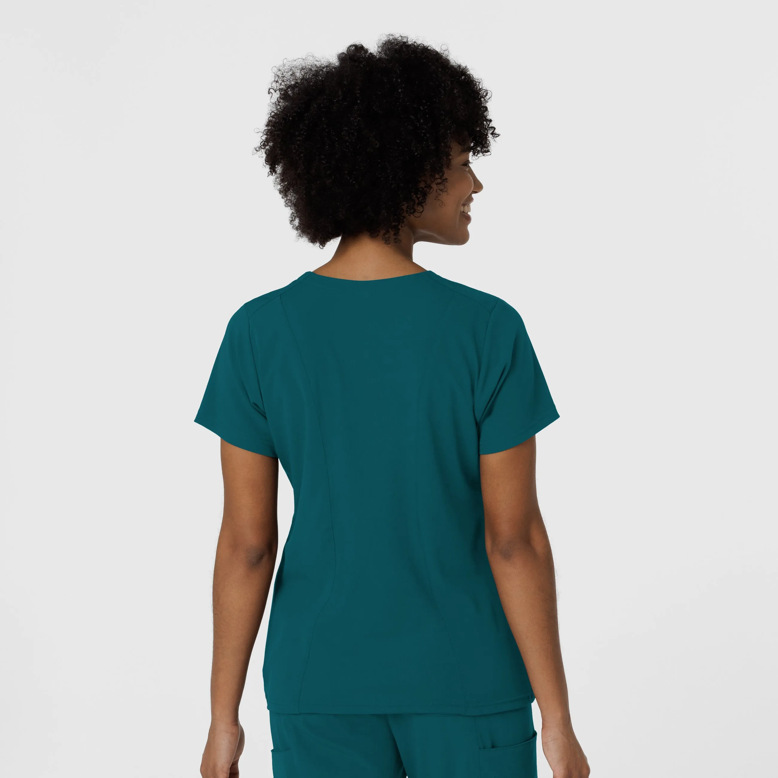 Aero Remix Women's Flex-N-Reach V-Neck Scrub Top - Caribbean