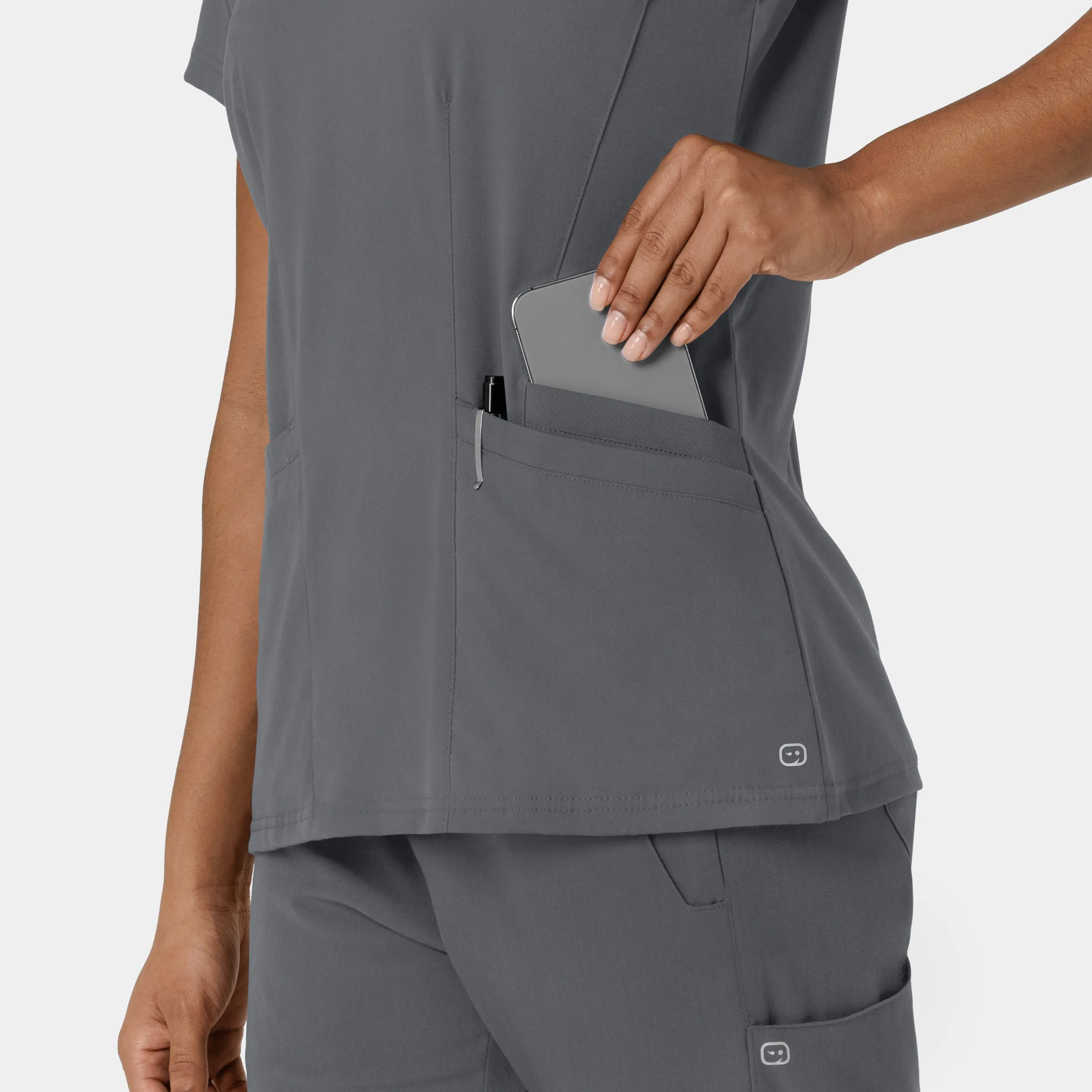 Aero Remix Women's Flex-N-Reach V-Neck Scrub Top - Pewter