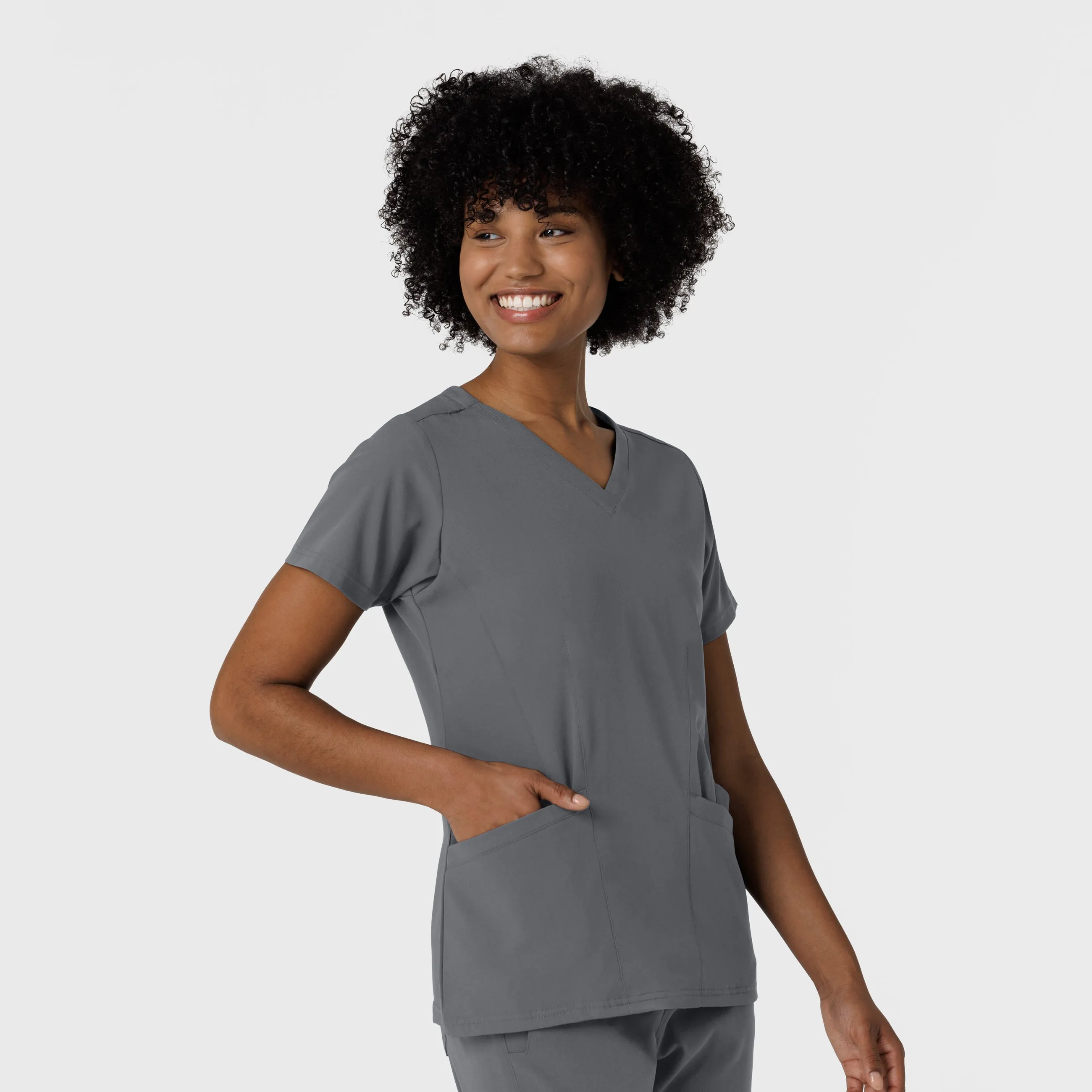 Aero Remix Women's Flex-N-Reach V-Neck Scrub Top - Pewter