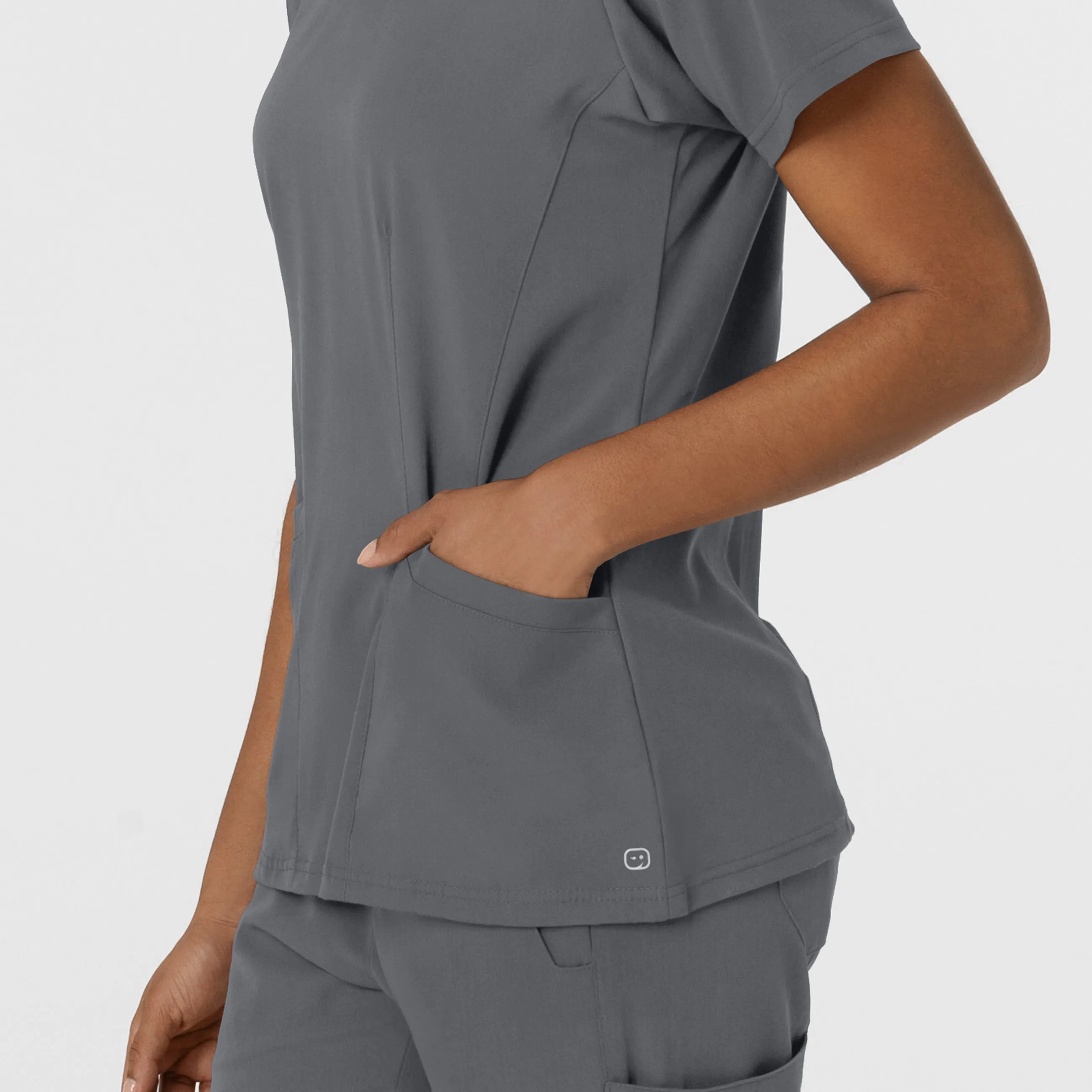 Aero Remix Women's Flex-N-Reach V-Neck Scrub Top - Pewter