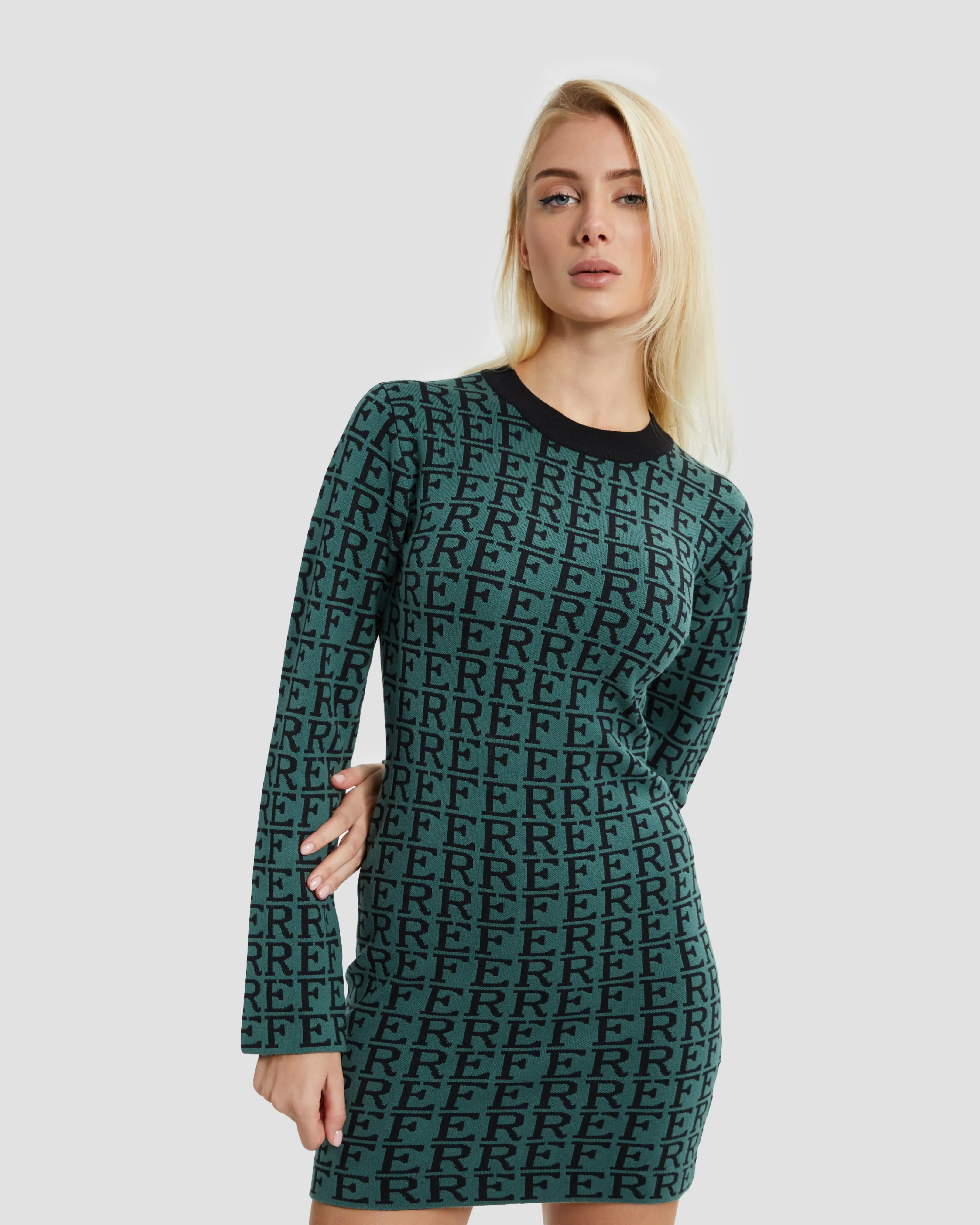 All-Over Branding Knit Dress