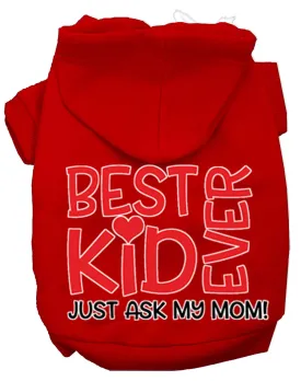 Ask My Mom Screen Print Dog Hoodie Red Xl