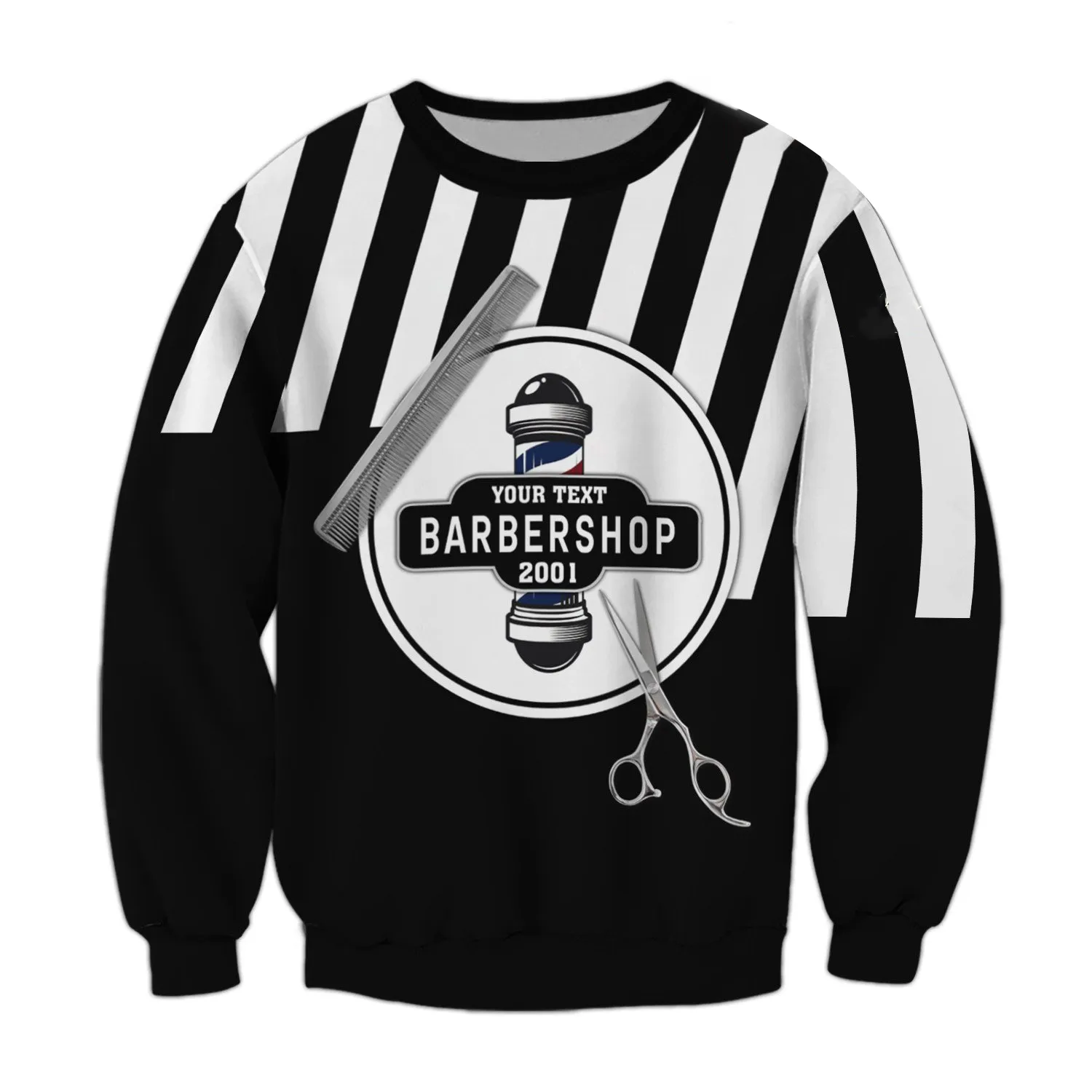 Barber Shop Sweatshirt Barber Custom Name and Year Christmas Shirt