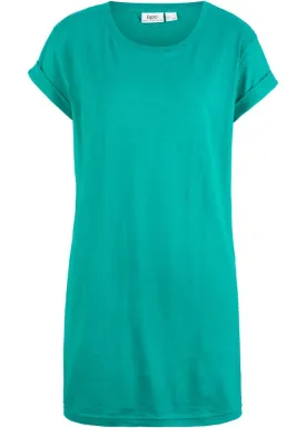 Bpc Bonprix Collection Loose Long Shirt with Short Sleeves, Green