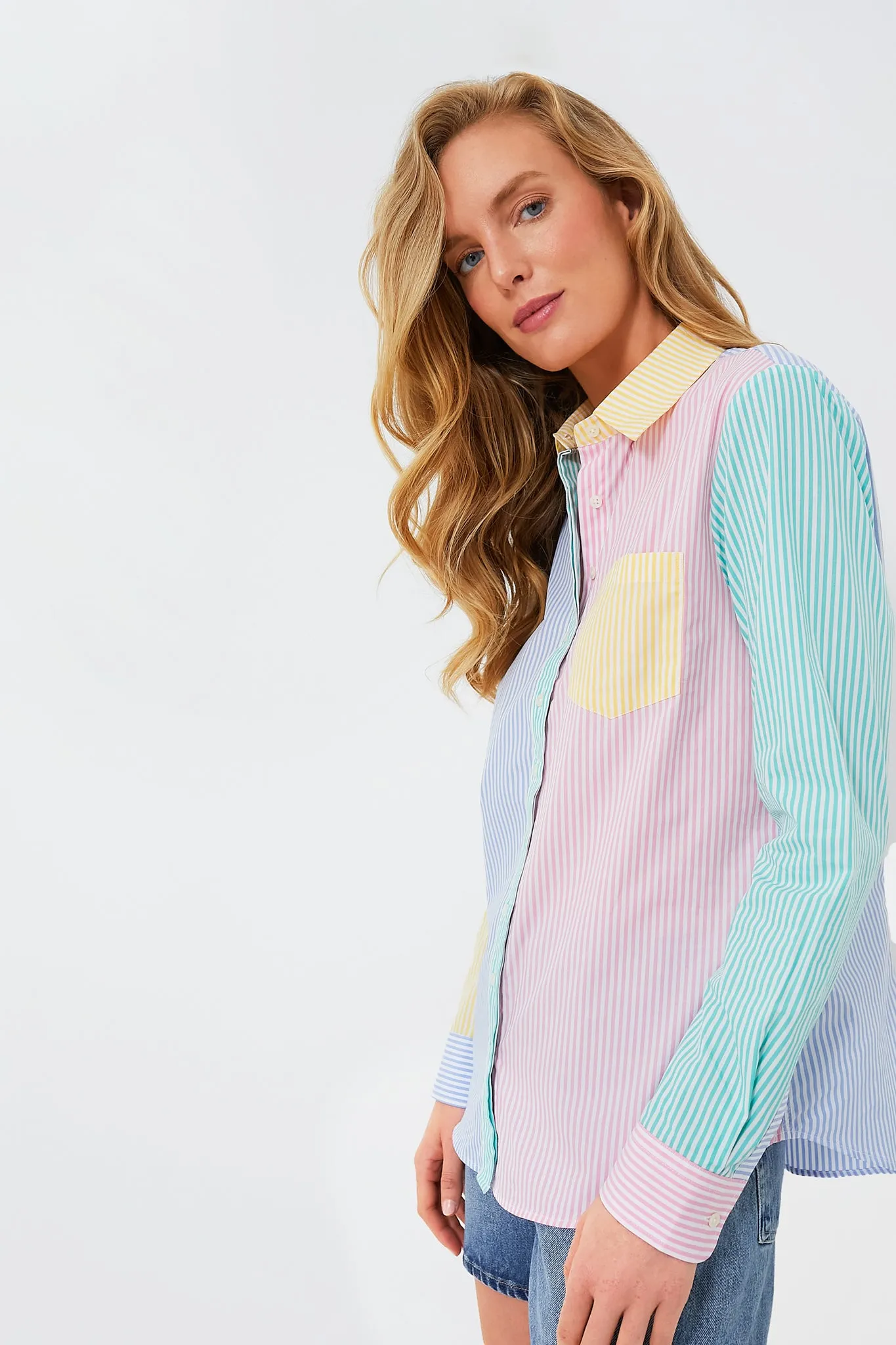 Bright Multi Stripe Boyfriend Shirt