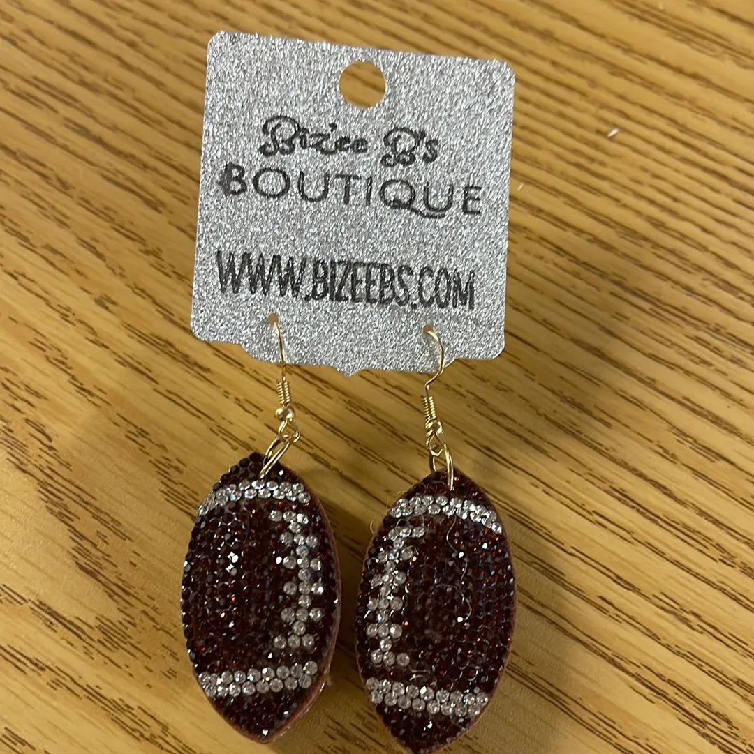 Brown Puffy Football Earrings