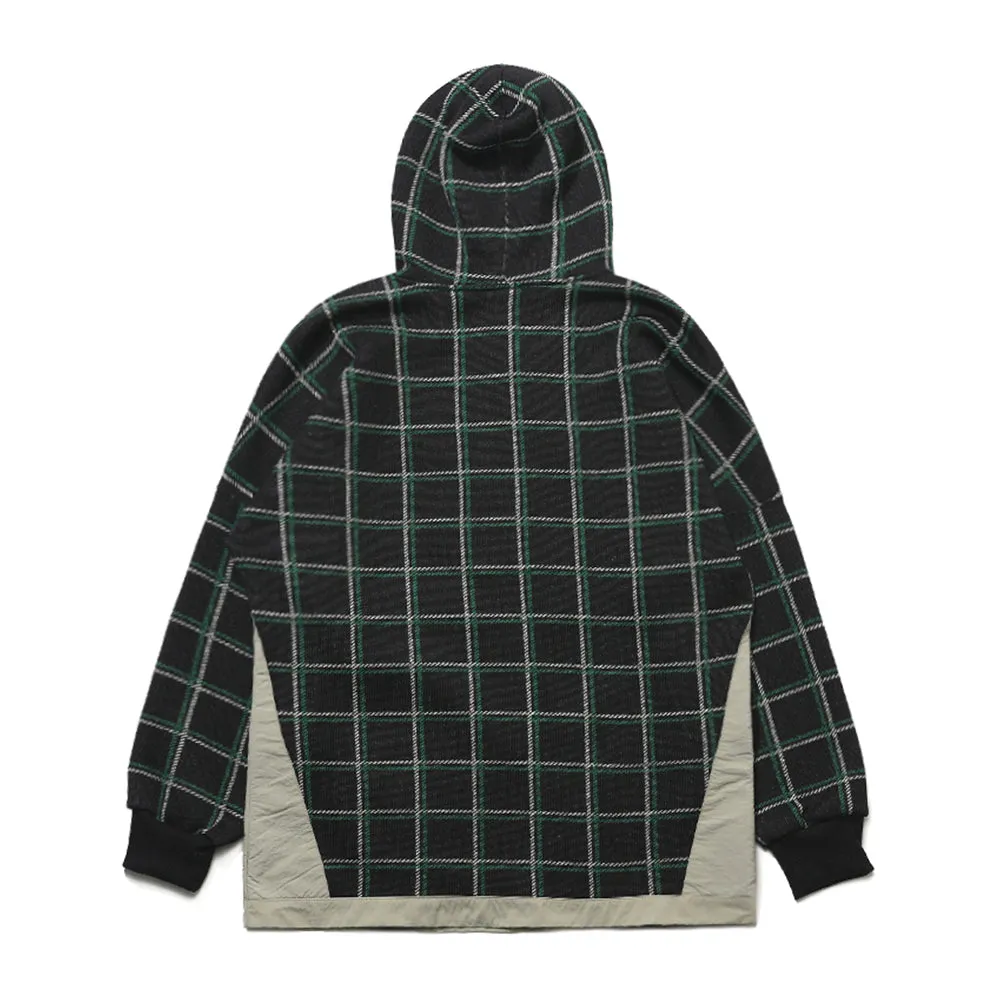 BRT FLEECE HOODIE CHECK BLACK