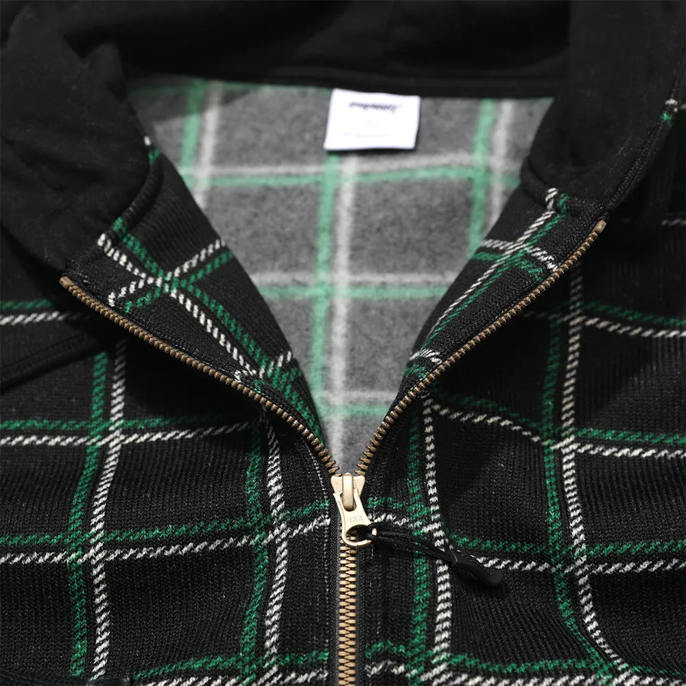 BRT FLEECE HOODIE CHECK BLACK