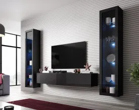 Cama Living Room Cabinet Set Vigo Slant 6 Black/Black Gloss