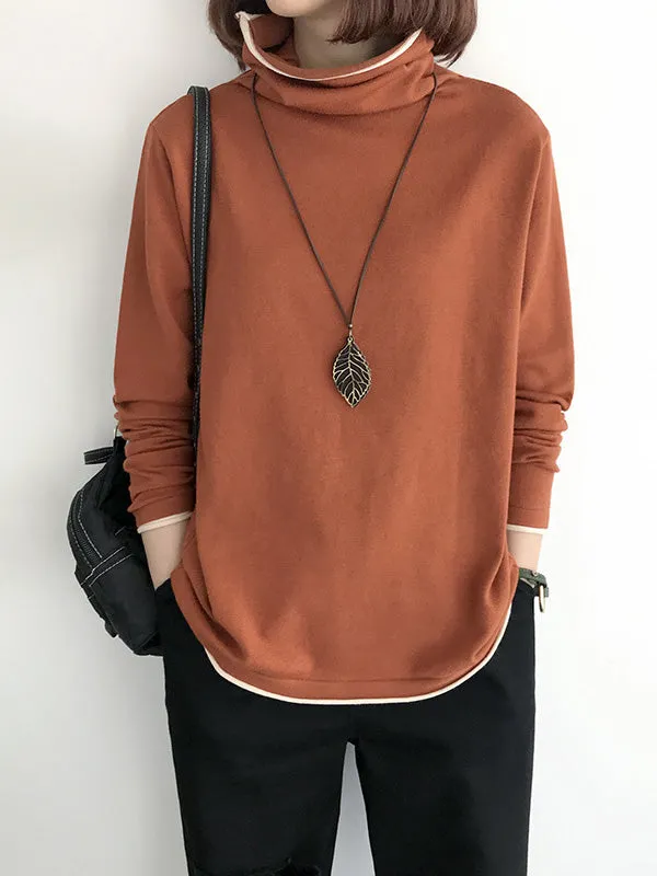 Casual Loose 8 Colors High-Neck Long Sleeves Knitwear