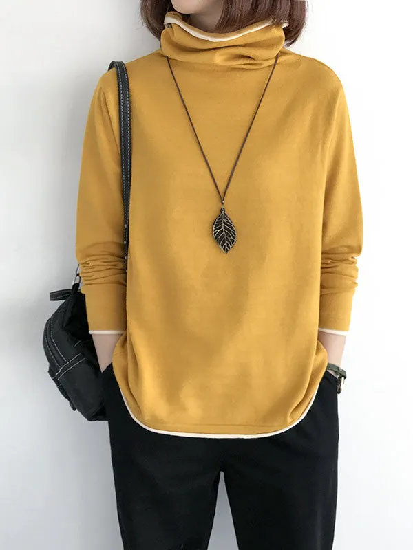 Casual Loose 8 Colors High-Neck Long Sleeves Knitwear