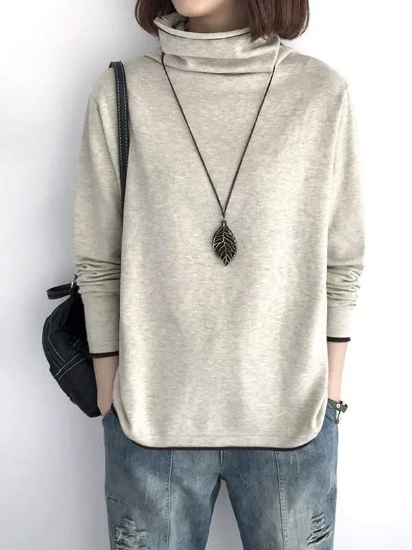 Casual Loose 8 Colors High-Neck Long Sleeves Knitwear