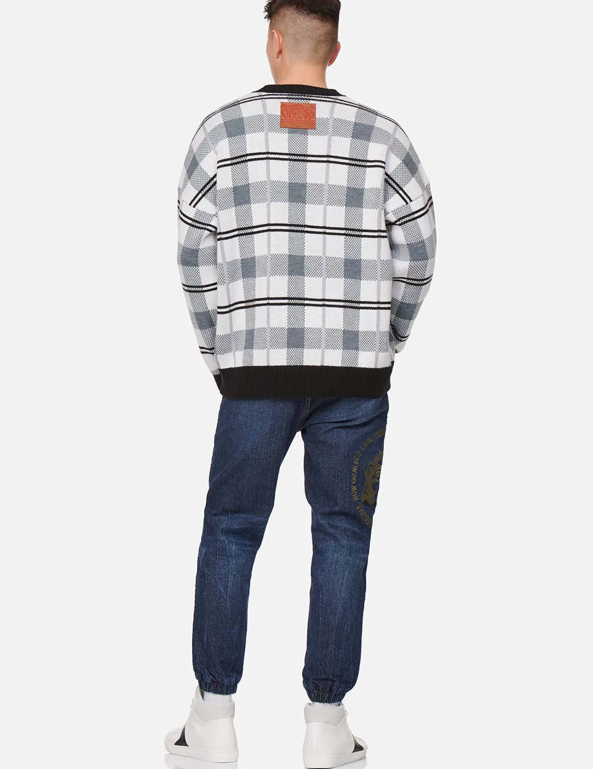 Checked Knitted Pullover