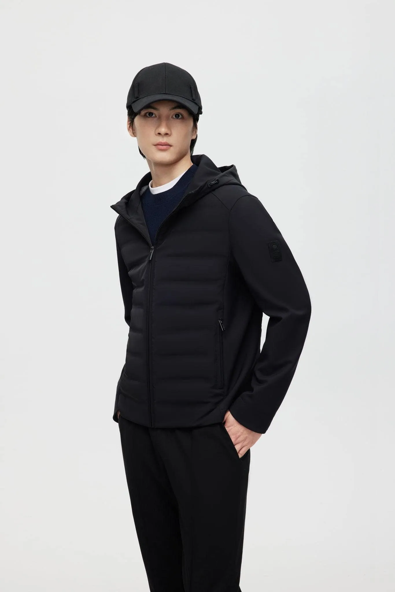 Contrast Goose Down Jacket With Hood