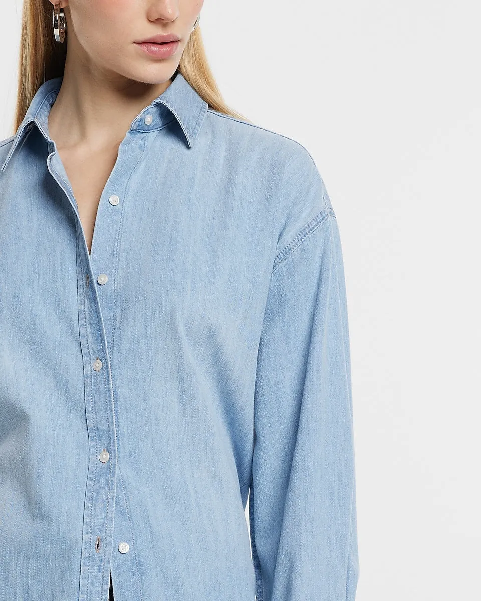 Denim Boyfriend Portofino Shirt in Light Wash