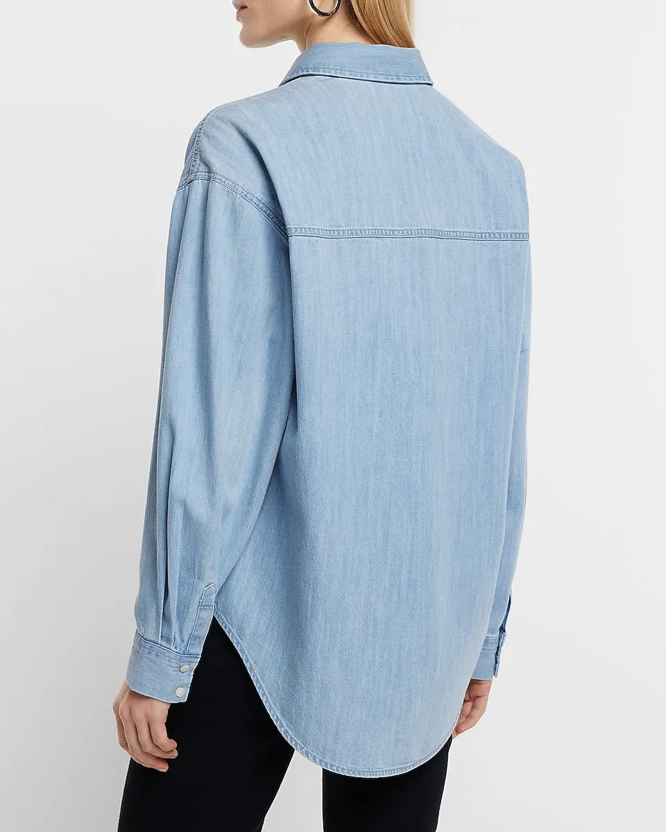 Denim Boyfriend Portofino Shirt in Light Wash