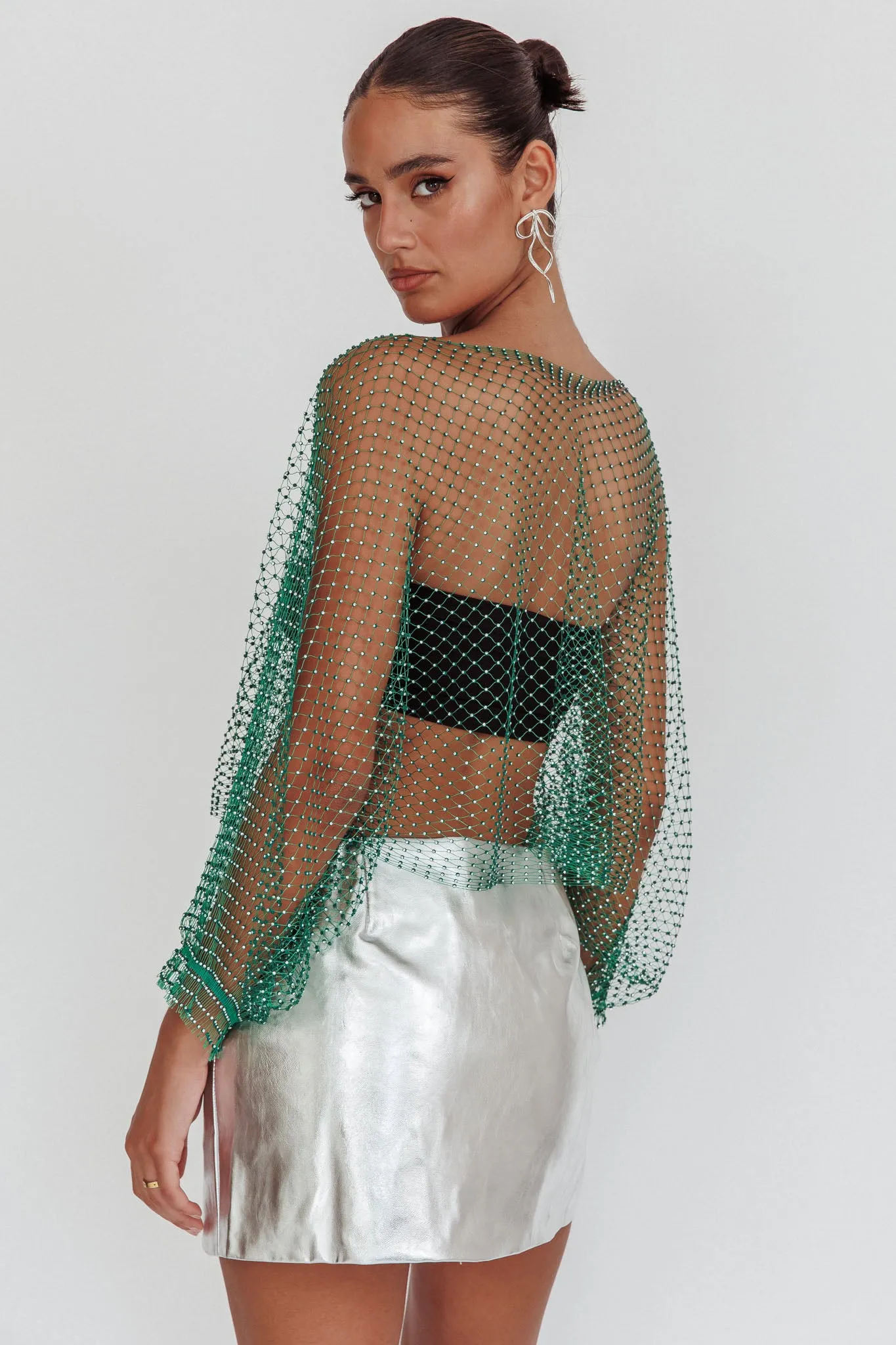 Drama, Drama Long Sleeve Fishnet Top Green