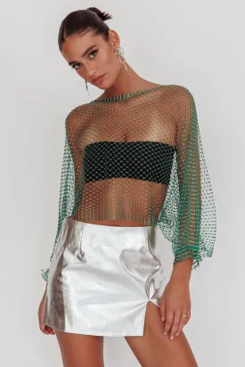 Drama, Drama Long Sleeve Fishnet Top Green