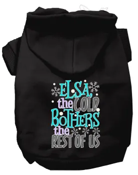 Elsa, The Cold Screen Print Dog Hoodie Black S