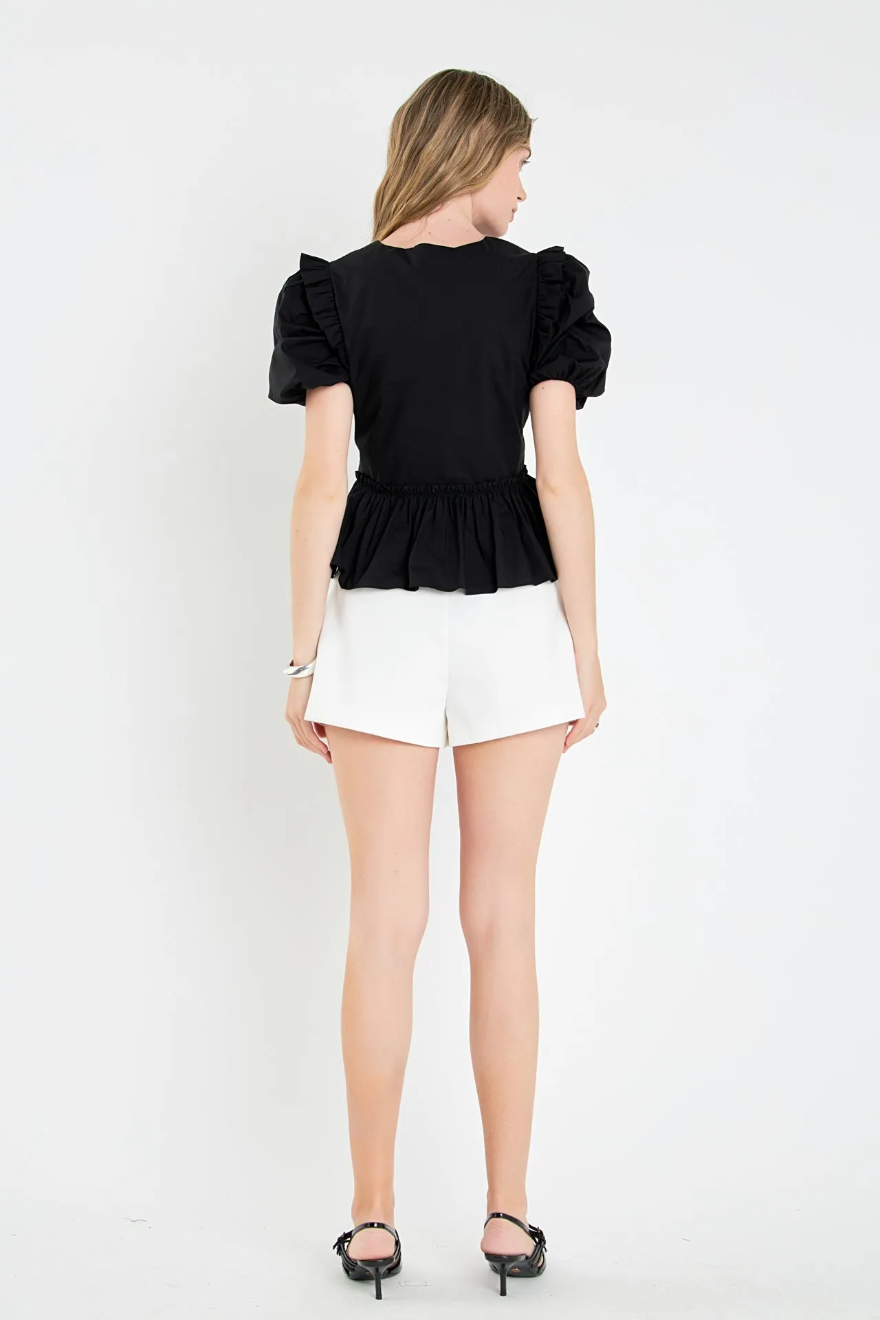 English Factory - V-neckline Puff Sleeve Top