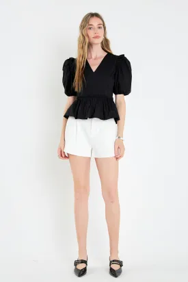 English Factory - V-neckline Puff Sleeve Top