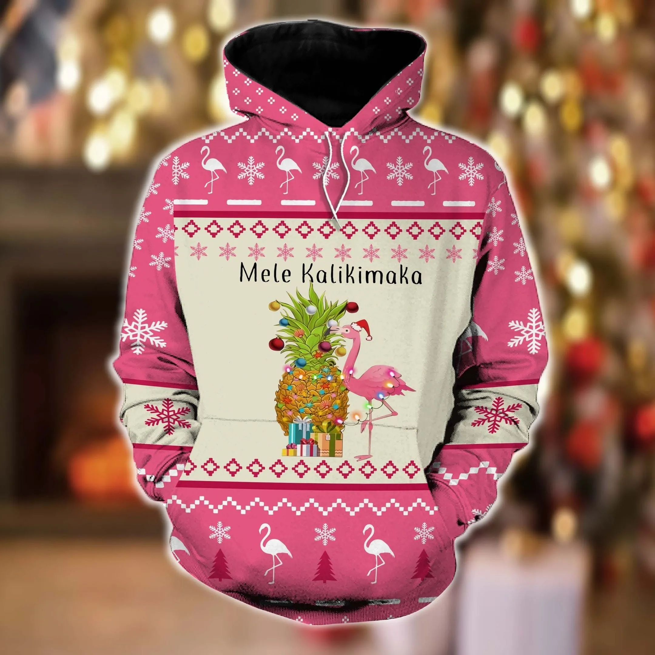 Flamingo Mele Kalikimaka Christmas Hoodie