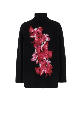 FLOWER DESIGNED TURTLE NECK KNIT