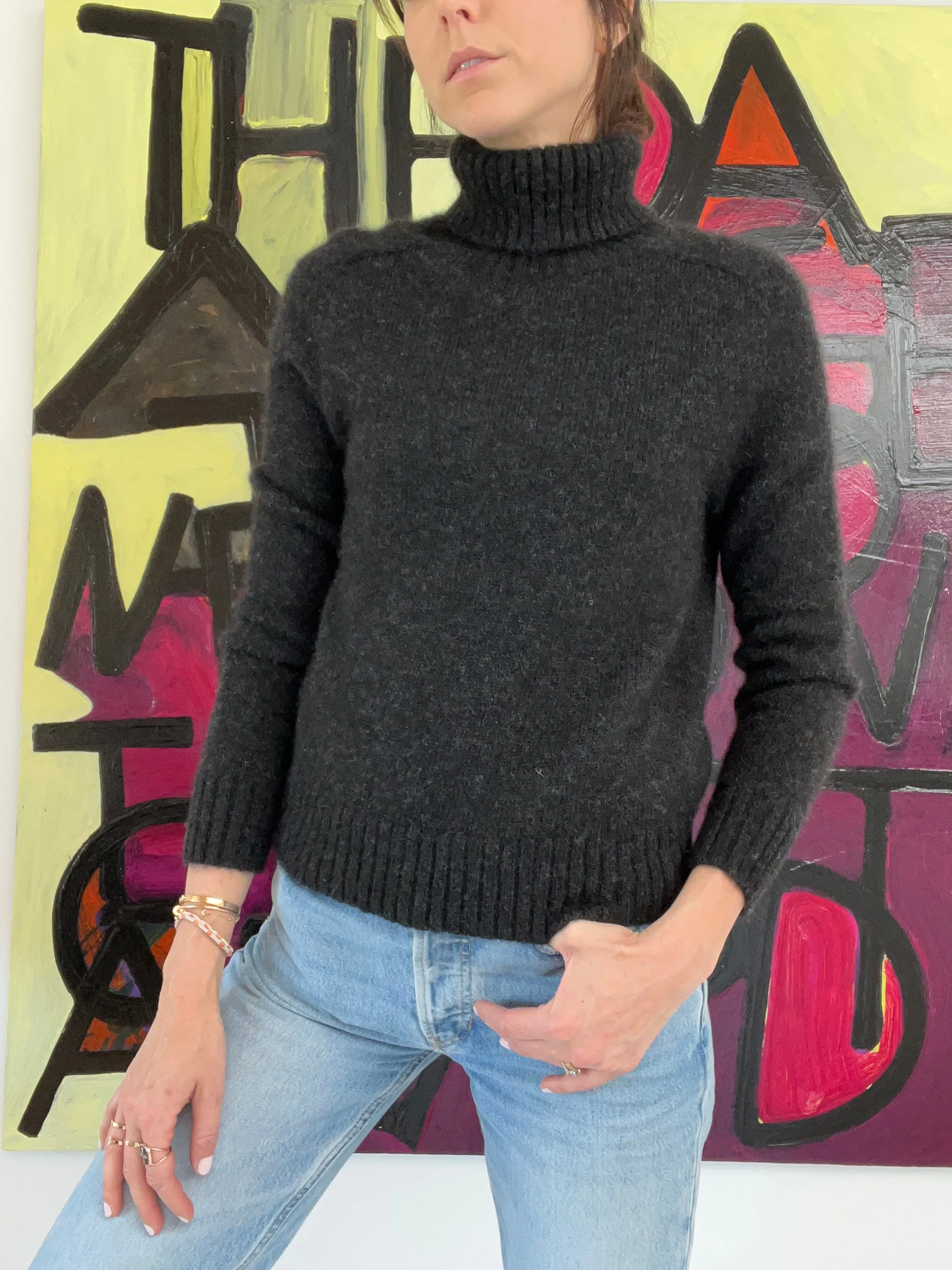 Grey Baby Alpaga Turtleneck - XS