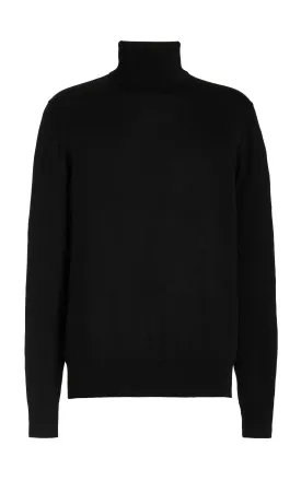 Jermaine Knit Turtleneck in Black Merino Wool