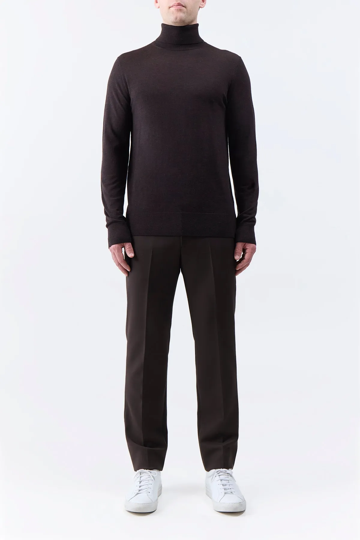 Jermaine Knit Turtleneck in Chocolate Merino Wool