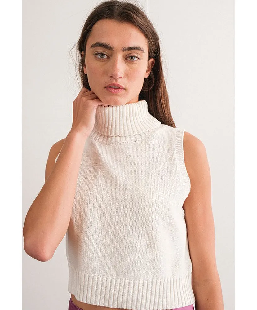 Josie Sleeveless Turtleneck Knit Sweater