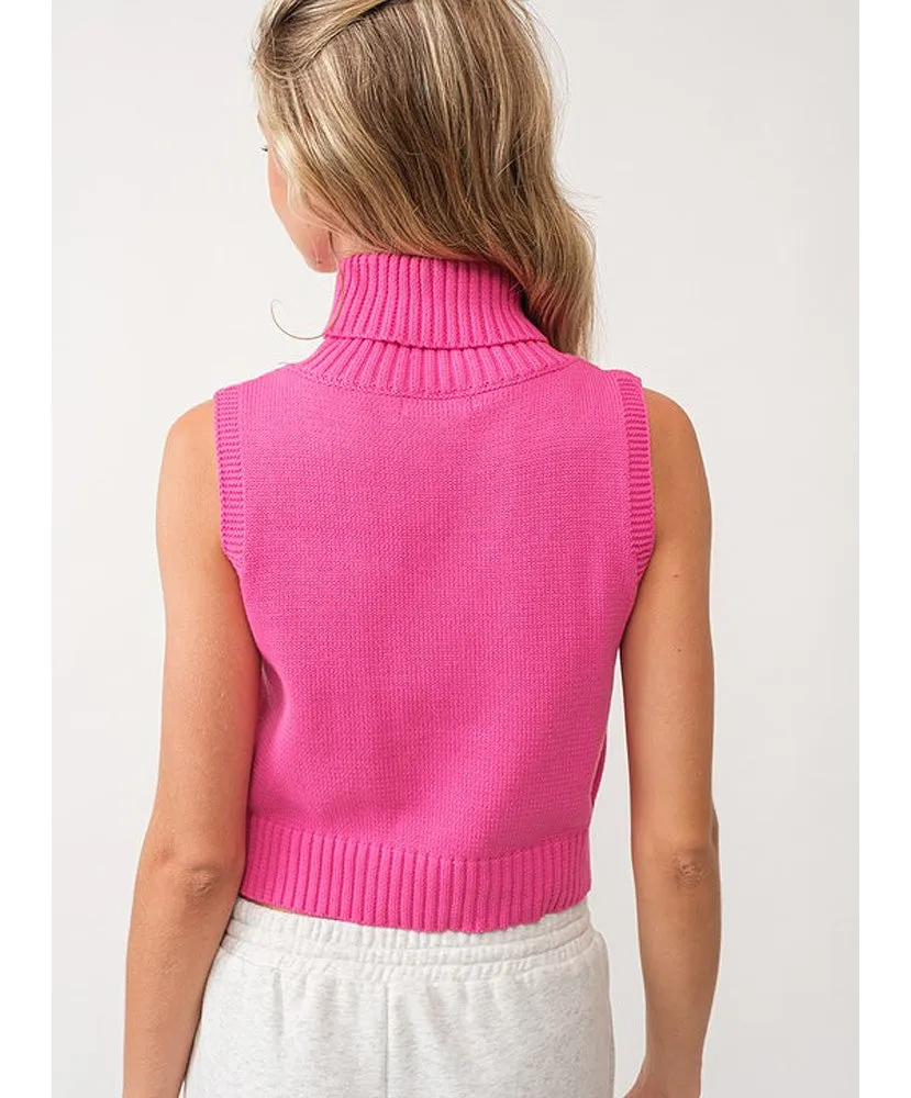 Josie Sleeveless Turtleneck Knit Sweater