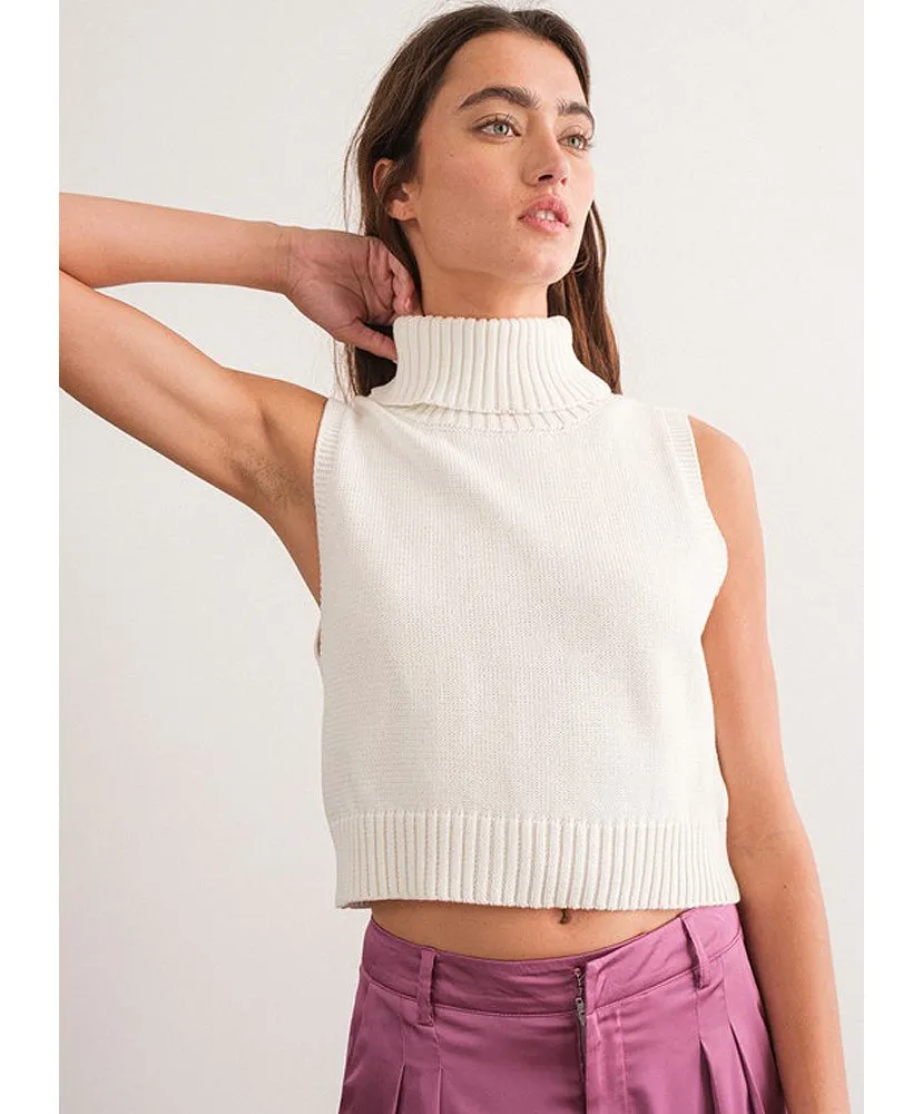 Josie Sleeveless Turtleneck Knit Sweater