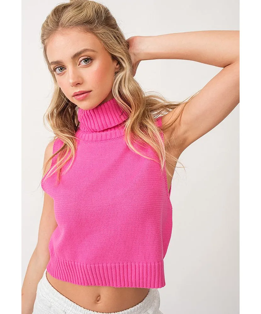 Josie Sleeveless Turtleneck Knit Sweater