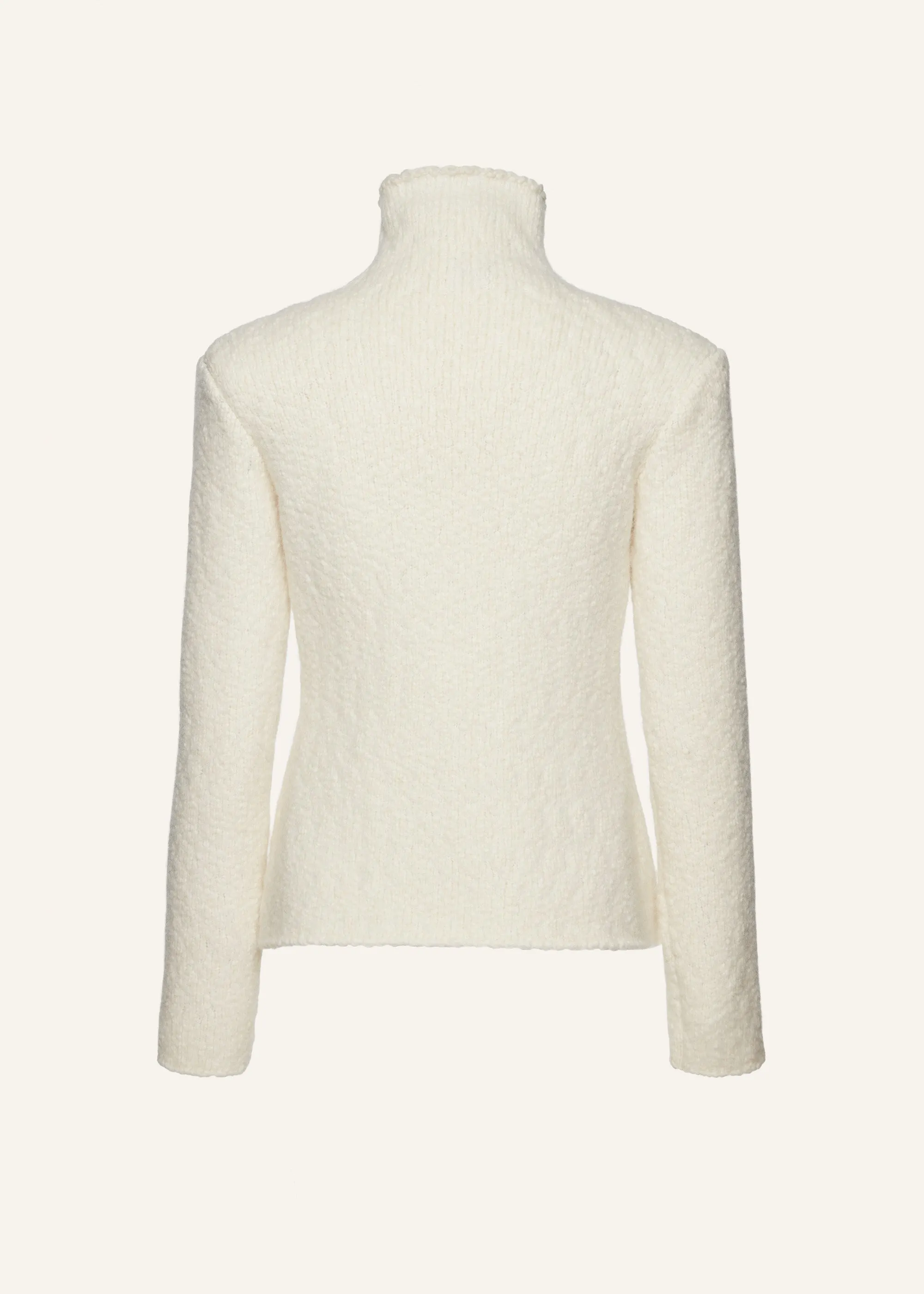 Lace bra cashmere turtleneck sweater in cream