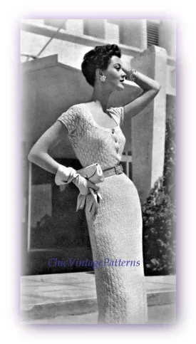 Ladies Knitted Dress Pattern, Elegant Knitted Lace Dress, Digital Pattern