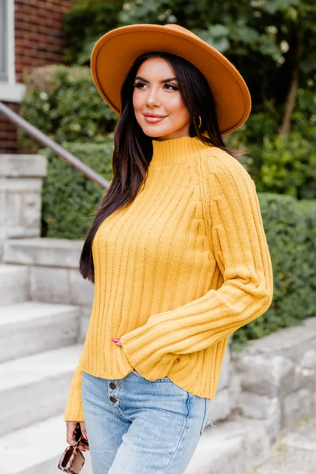 Letting You Go Mustard Chenille Turtleneck Sweater  FINAL SALE