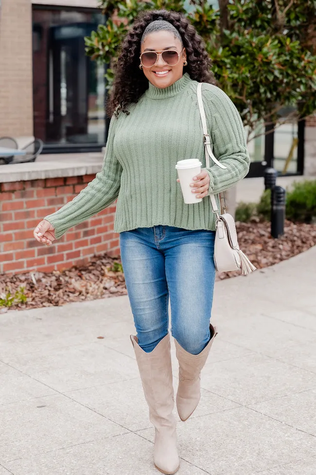 Letting You Go Olive Chenille Turtleneck Sweater  FINAL SALE