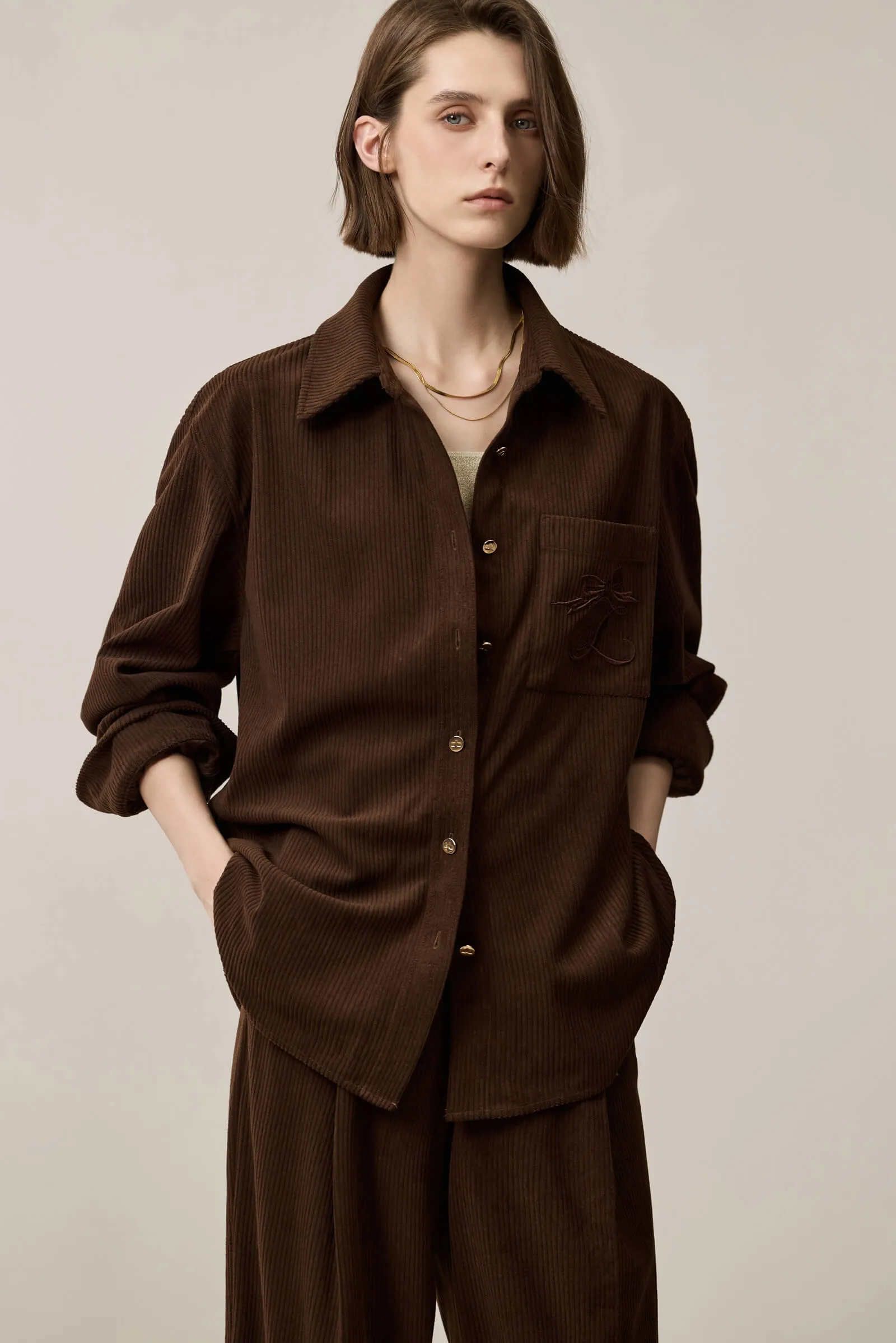 LILY Melange Corduroy Shirt