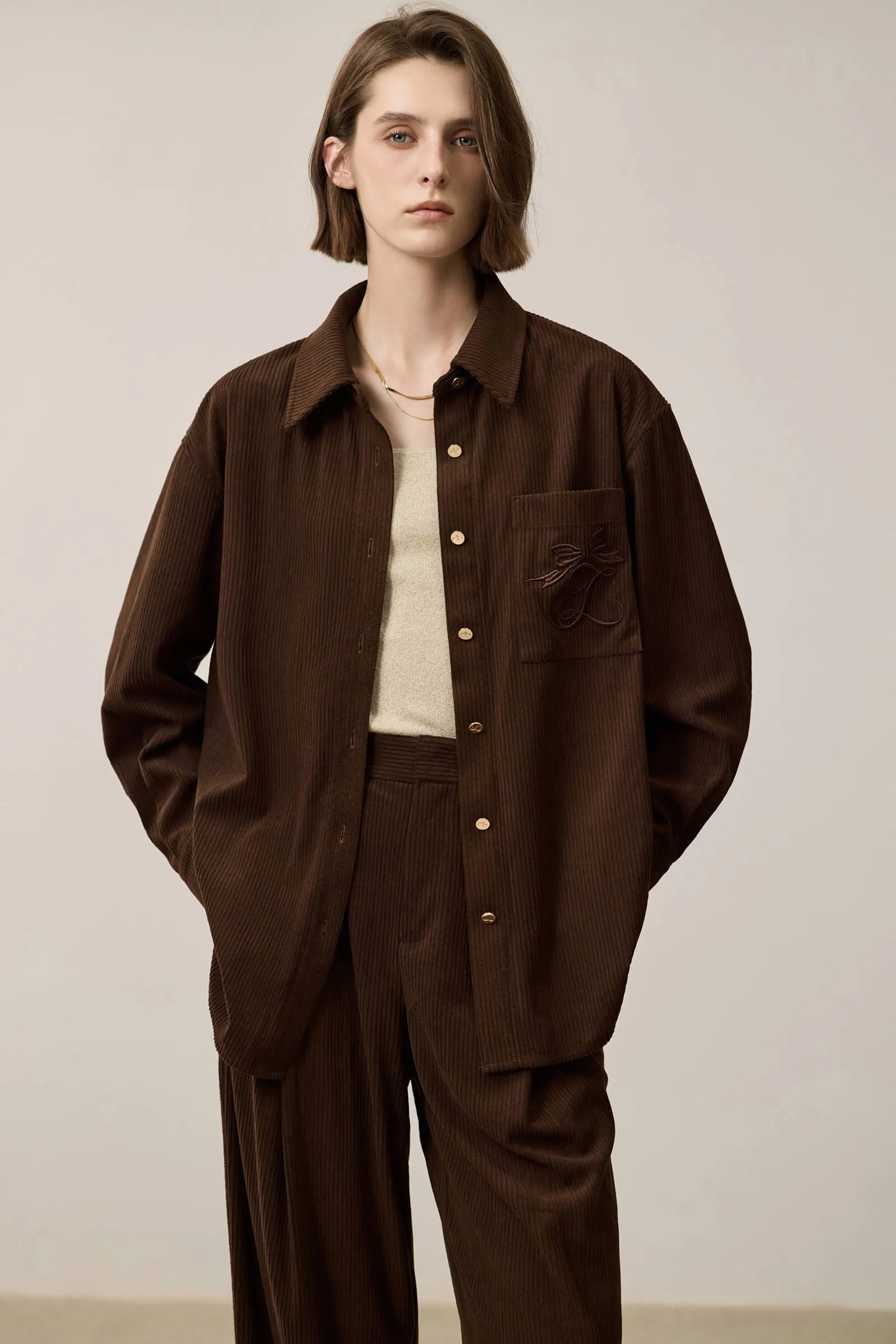 LILY Melange Corduroy Shirt