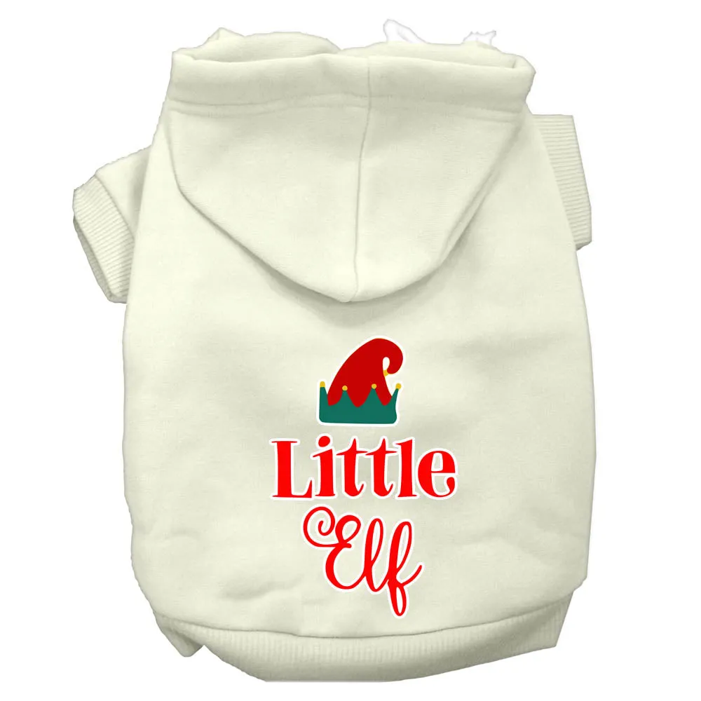 Little Elf Screen Print Dog Hoodie Cream Xs