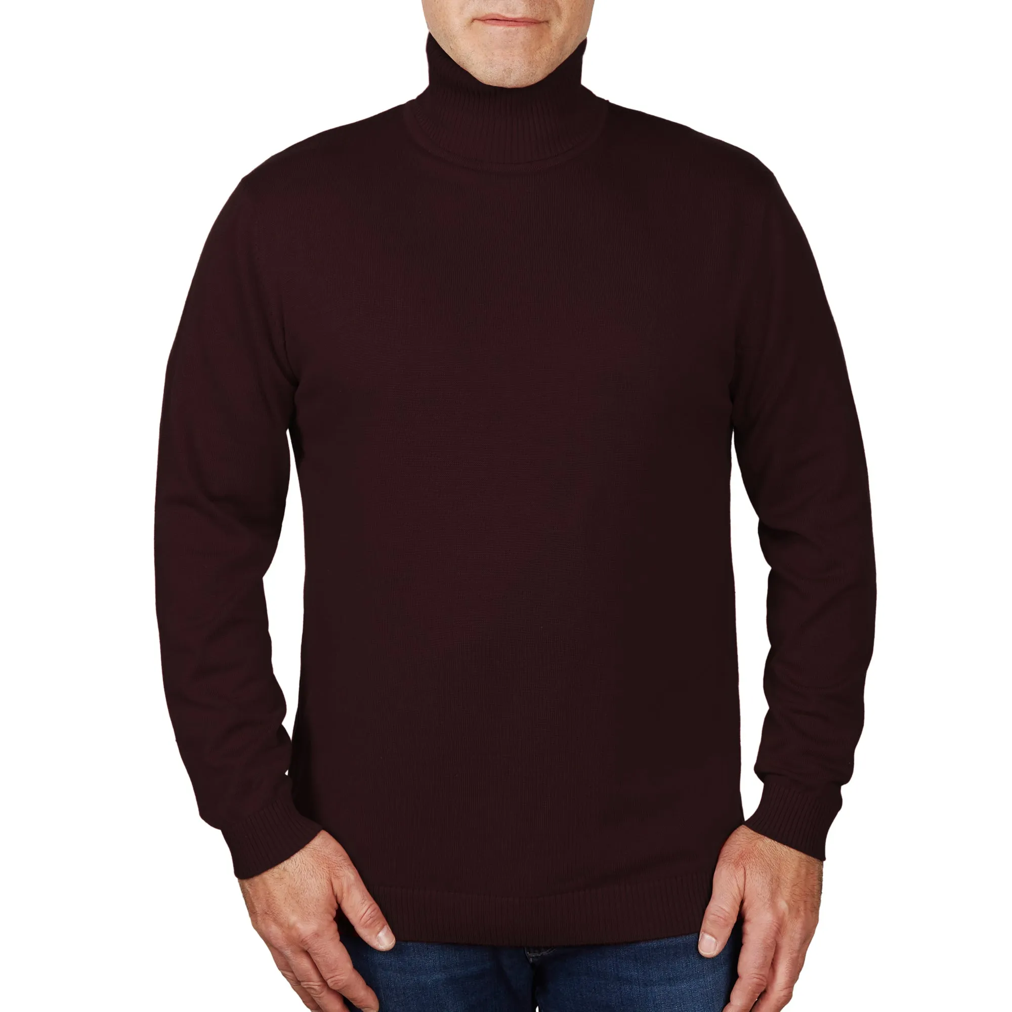 Long Sleeve Turtle Neck Sweater by Lorenzo Franco - Burgundy