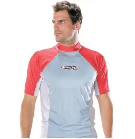 Loose Fit Rash Guard / Surf Shirt (UNISEX) - RED/SILVER/WHITE (XS, S)