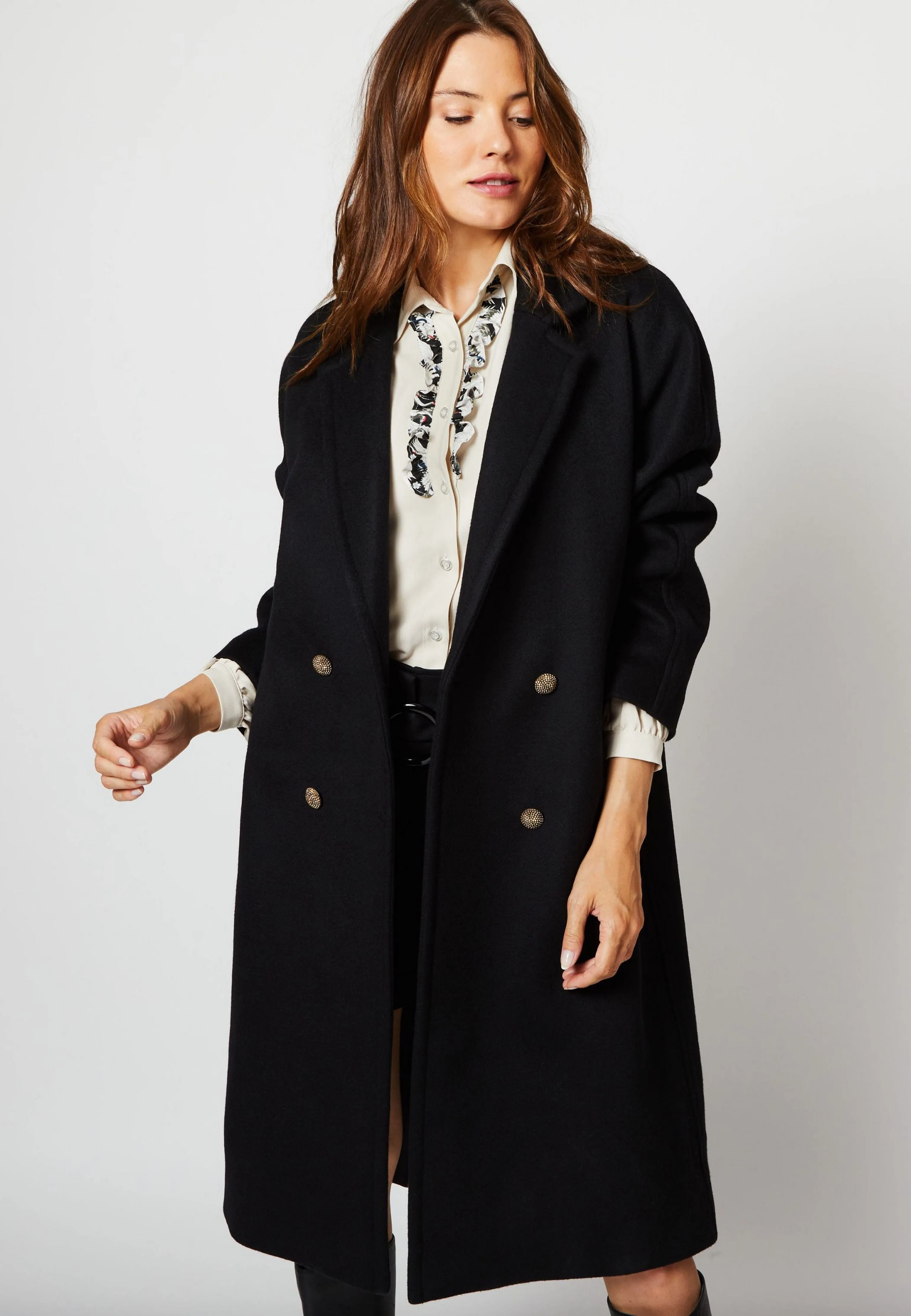 MANTEAU PAULA LAINE CACHEMIRE UPCYCLÉE NOIR