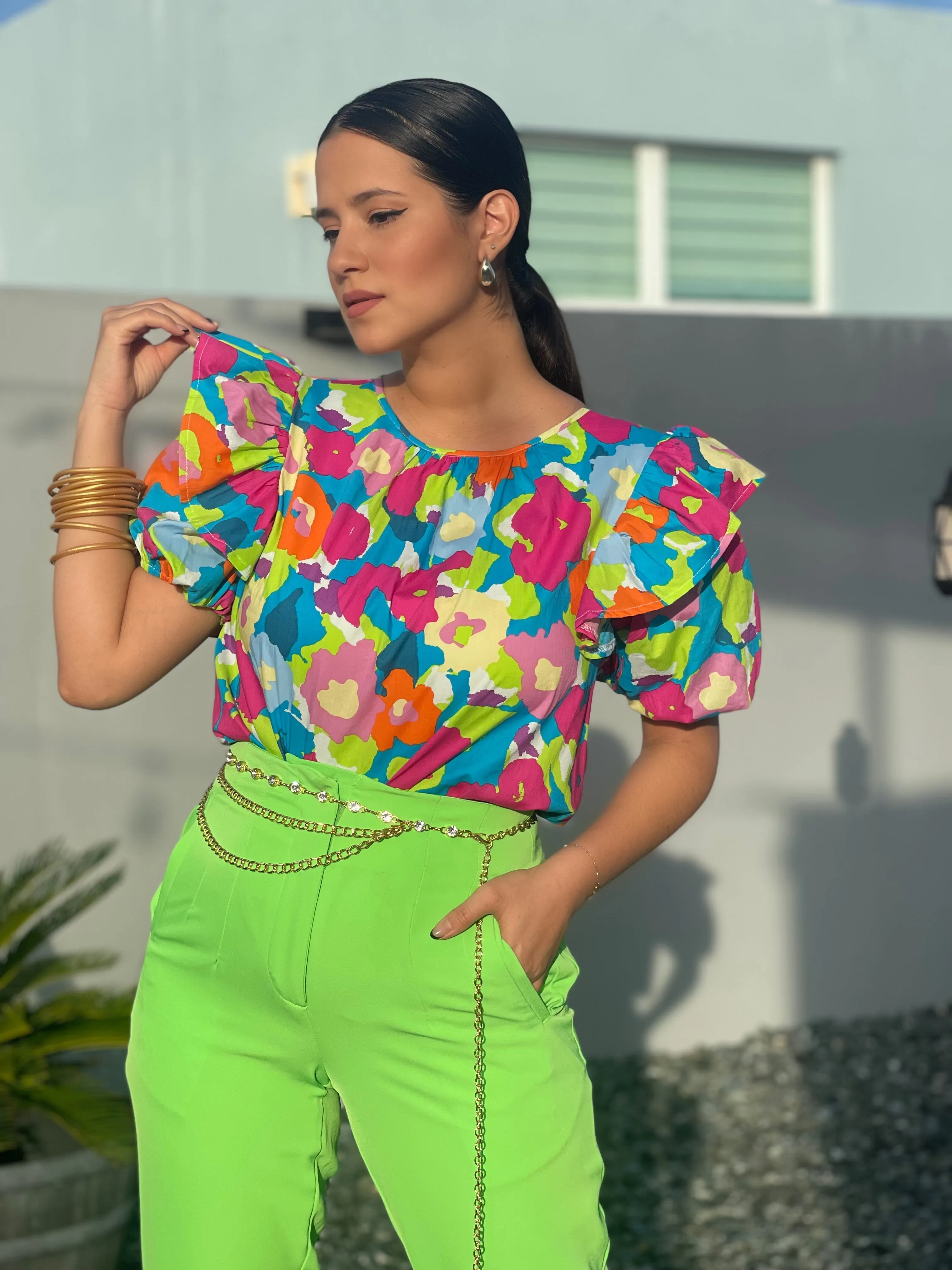 Multicolor Ruffles Blouse